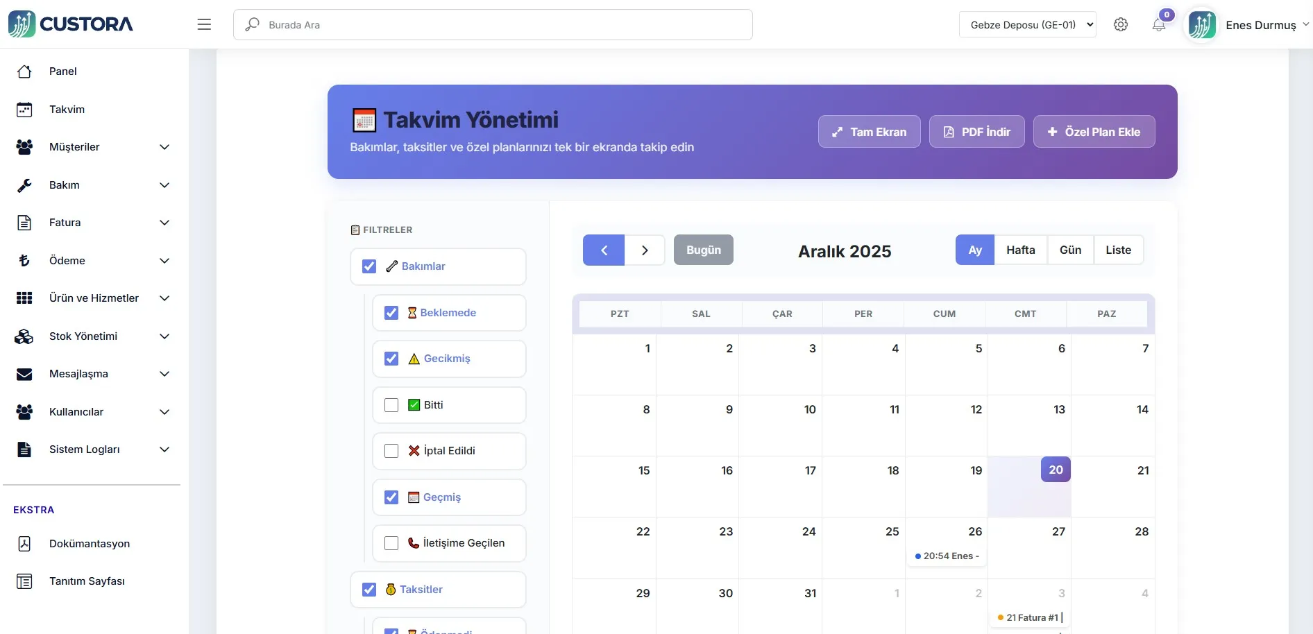 Takvim ve Hatırlatmalar
